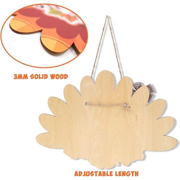 Thanksgiving Door Decorations Wooden Turkey Door Hanger...
